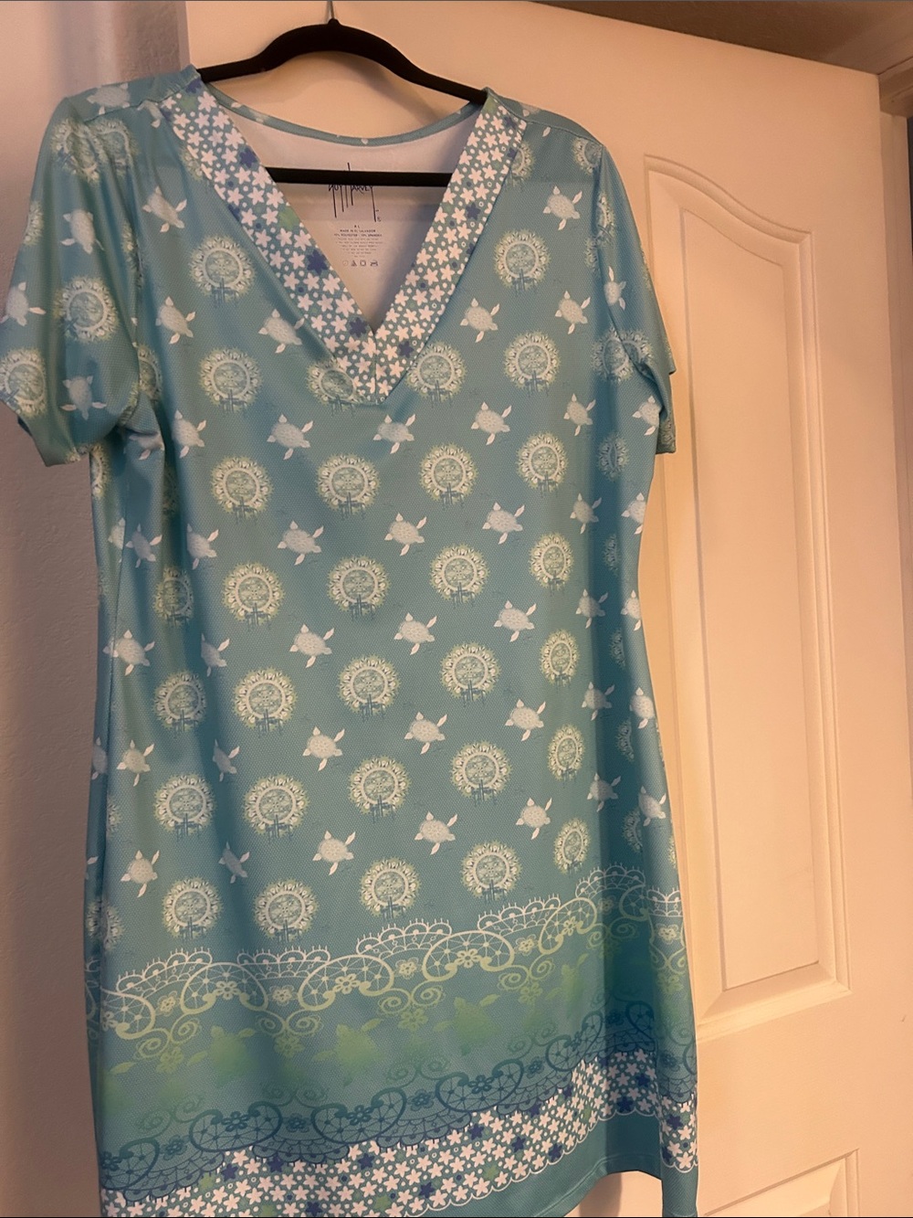 Guy Harvey Light Blue Printed V‑Neck Short Sleeve Tunic